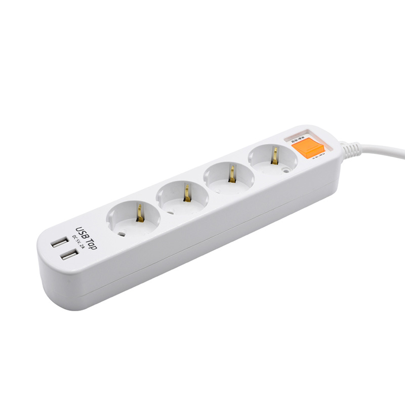 4 cửa hàng kinh tế ổ cắm tiêu chuẩn EU với 2 cổng USB và 1 công tắc bảo vệ quá tải 4 cửa hàng kinh tế ổ cắm tiêu chuẩn EU với 2 cổng USB và 1 công tắc bảo vệ quá tải